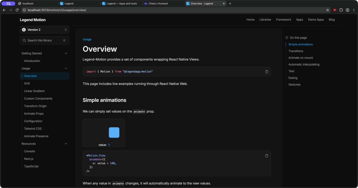 Legend Motion documentation example